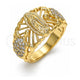 Anillo Multi Piedra 01.380.0027.08 Oro Laminado, Diseño de Guadalupe y Tortuga, con Zirconia Cubica Blanca, Pulido, Tono Dorado (Tamaño 8)