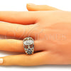 Oro Laminado Multi Stone Ring, Gold Filled Style Guadalupe and Turtle Design, with Multicolor Cubic Zirconia, Polished, Golden Finish, 01.380.0027.1.09 (Size 9)