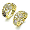 Oro Laminado Multi Stone Ring, Gold Filled Style Guadalupe and Turtle Design, with Multicolor Cubic Zirconia, Polished, Golden Finish, 01.380.0027.1.09 (Size 9)