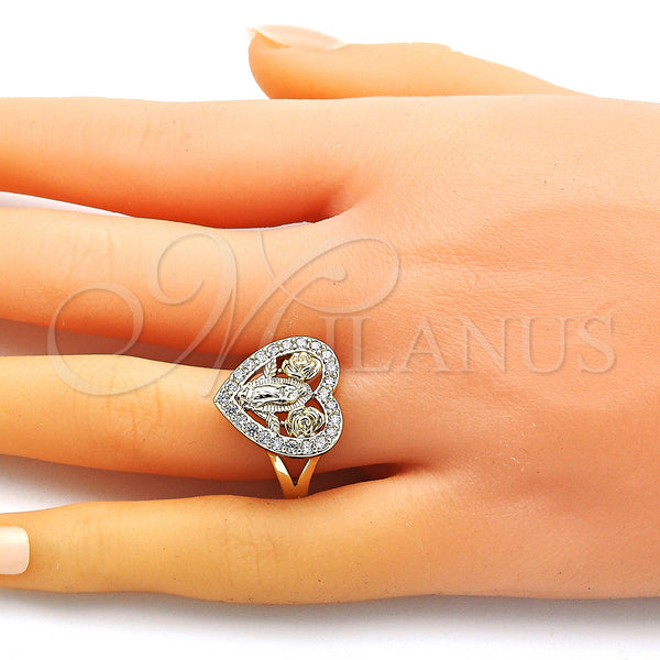 Gold Filled Ring — Multi Stone Ring Guadalupe and Heart Design with — alternate product view — SKU 148238 | Oro Laminado anillo — Multi Stone Ring Guadalupe and corazón diseño with — SKU 148238