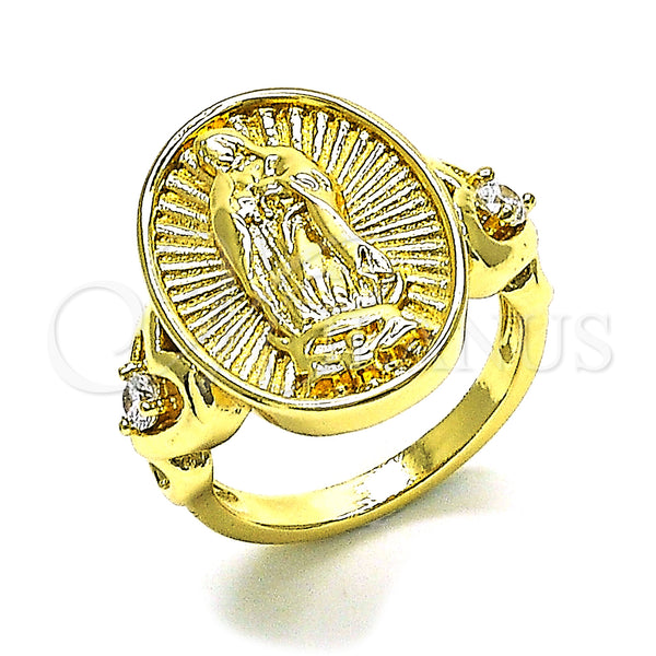 Gold Filled Ring — Multi Stone Ring Guadalupe and Heart Design with — main product view — SKU 148247 | Oro Laminado anillo — Multi Stone Ring Guadalupe and corazón diseño with — SKU 148247