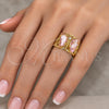 Oro Laminado Multi Stone Ring, Gold Filled Style Butterfly Design, with Pink and White Cubic Zirconia, Polished, Golden Finish, 01.380.0031.08 (Size 8)