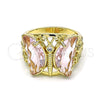 Oro Laminado Multi Stone Ring, Gold Filled Style Butterfly Design, with Pink and White Cubic Zirconia, Polished, Golden Finish, 01.380.0031.08 (Size 8)