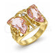 Anillo Multi Piedra 01.380.0031.09 Oro Laminado, Diseño de Mariposa, con Zirconia Cubica Rosado y Blanca, Pulido, Tono Dorado (Tamaño 9)