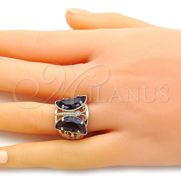 Gold Filled Ring — Multi Stone Ring Butterfly Design with Amethyst and — alternate product view — SKU 148253 | Oro Laminado anillo — Multi Stone Ring Butterfly diseño with Amethyst and — SKU 148253