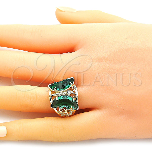 Gold Filled Ring — Multi Stone Ring Butterfly Design with Green and — alternate product view — SKU 148256 | Oro Laminado anillo — Multi Stone Ring Butterfly diseño with Green and — SKU 148256