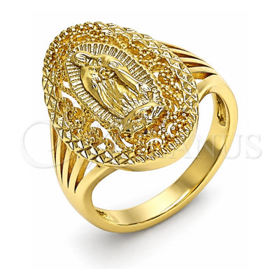 Oro Laminado Elegant Ring, Gold Filled Style Guadalupe Design, Polished, Golden Finish, 01.380.0032.09 (Size 9)
