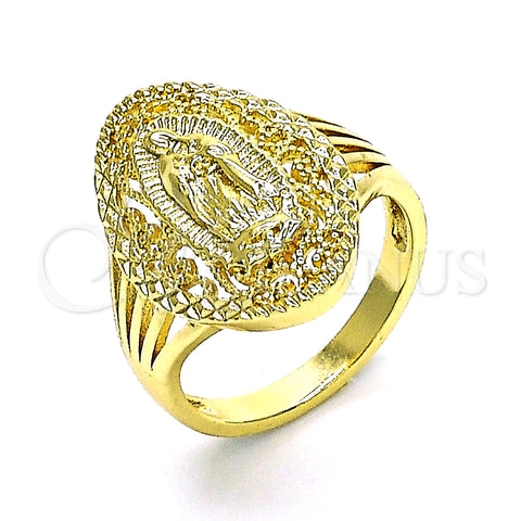 Oro Laminado Elegant Ring, Gold Filled Style Guadalupe Design, Polished, Golden Finish, 01.380.0032.09 (Size 9)