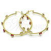 Oro Laminado Large Hoop, Gold Filled Style Evil Eye Design, Red Enamel Finish, Golden Finish, 02.380.0106.50