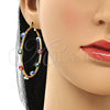 Oro Laminado Large Hoop, Gold Filled Style Evil Eye Design, Multicolor Enamel Finish, Golden Finish, 02.380.0106.2.50