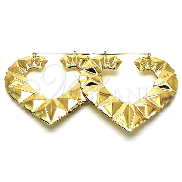Gold Filled Hoop Earrings — Extra Large Hoop Heart Design Polished 02.60. — main product view — SKU 148265 | Oro Laminado aretes de aro — Extra Large Hoop corazón diseño pulido 02.60. — SKU 148265