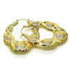 Oro Laminado Large Hoop, Gold Filled Style Hugs and Kisses and Flower Design, Polished, Golden Finish, 02.60.0157.50
