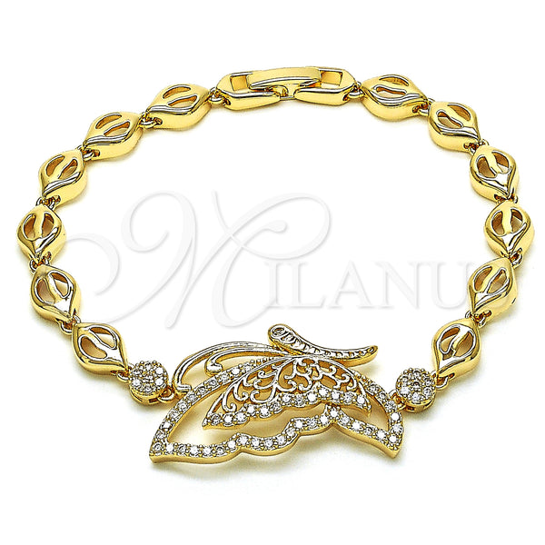 Gold Filled Bracelet — Fancy Bracelet Butterfly Design with White Micro Pave — main product view — SKU 148284 | Oro Laminado brazalete — elegante Bracelet Butterfly diseño with blanco Micro Pave — SKU 148284