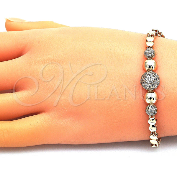 Gold Filled Bracelet — Fancy Bracelet with White Micro Pave Polished 03. — alternate product view — SKU 148285 | Oro Laminado brazalete — elegante Bracelet with blanco Micro Pave pulido 03. — SKU 148285