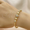 Oro Laminado Fancy Bracelet, Gold Filled Style with White Micro Pave, Polished, Golden Finish, 03.283.0186.07 (05 MM Thickness, 7 Inches Length)