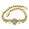 Oro Laminado Fancy Bracelet, Gold Filled Style with White Micro Pave, Polished, Golden Finish, 03.283.0186.07 (05 MM Thickness, 7 Inches Length)