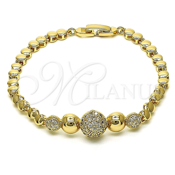 Gold Filled Bracelet — Fancy Bracelet with White Micro Pave Polished 03. — main product view — SKU 148285 | Oro Laminado brazalete — elegante Bracelet with blanco Micro Pave pulido 03. — SKU 148285