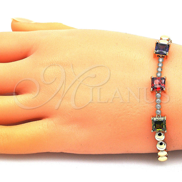 Gold Filled Bracelet — Fancy Bracelet with Multicolor Cubic Zirconia Polished 03. — alternate product view — SKU 148290 | Oro Laminado brazalete — elegante Bracelet with Multicolor Cubic Zirconia pulido 03. — SKU 148290