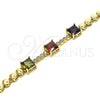 Oro Laminado Fancy Bracelet, Gold Filled Style with Multicolor Cubic Zirconia, Polished, Golden Finish, 03.283.0129.1.07 (05 MM Thickness, 7 Inches Length)