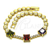 Oro Laminado Fancy Bracelet, Gold Filled Style with Multicolor Cubic Zirconia, Polished, Golden Finish, 03.283.0129.1.07 (05 MM Thickness, 7 Inches Length)