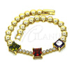 Oro Laminado Fancy Bracelet, Gold Filled Style with Multicolor Cubic Zirconia, Polished, Golden Finish, 03.283.0129.1.07 (05 MM Thickness, 7 Inches Length)
