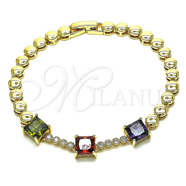 Gold Filled Bracelet — Fancy Bracelet with Multicolor Cubic Zirconia Polished 03. — main product view — SKU 148290 | Oro Laminado brazalete — elegante Bracelet with Multicolor Cubic Zirconia pulido 03. — SKU 148290