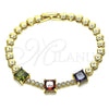 Oro Laminado Fancy Bracelet, Gold Filled Style with Multicolor Cubic Zirconia, Polished, Golden Finish, 03.283.0129.1.07 (05 MM Thickness, 7 Inches Length)
