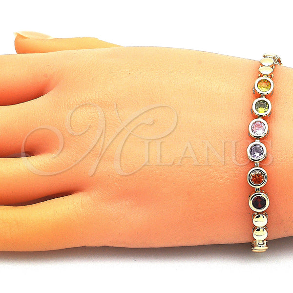 Gold Filled Bracelet — Fancy Bracelet with Multicolor Cubic Zirconia Polished 03. — alternate product view — SKU 148291 | Oro Laminado brazalete — elegante Bracelet with Multicolor Cubic Zirconia pulido 03. — SKU 148291