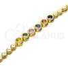 Oro Laminado Fancy Bracelet, Gold Filled Style with Multicolor Cubic Zirconia, Polished, Golden Finish, 03.283.0190.07 (05 MM Thickness, 7 Inches Length)