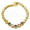 Oro Laminado Fancy Bracelet, Gold Filled Style with Multicolor Cubic Zirconia, Polished, Golden Finish, 03.283.0190.07 (05 MM Thickness, 7 Inches Length)