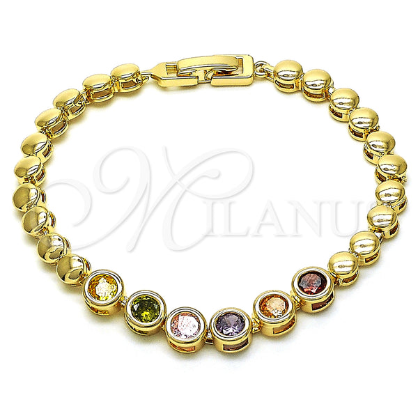 Gold Filled Bracelet — Fancy Bracelet with Multicolor Cubic Zirconia Polished 03. — main product view — SKU 148291 | Oro Laminado brazalete — elegante Bracelet with Multicolor Cubic Zirconia pulido 03. — SKU 148291