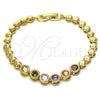 Oro Laminado Fancy Bracelet, Gold Filled Style with Multicolor Cubic Zirconia, Polished, Golden Finish, 03.283.0190.07 (05 MM Thickness, 7 Inches Length)