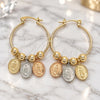 Oro Laminado Medium Hoop, Gold Filled Style Guadalupe Design, Polished, Tricolor, 02.58.0044.30