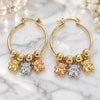 Oro Laminado Medium Hoop, Gold Filled Style Teddy Bear Design, Polished, Tricolor, 02.58.0048.30