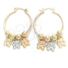 Oro Laminado Medium Hoop, Gold Filled Style Teddy Bear Design, Polished, Tricolor, 02.58.0048.30