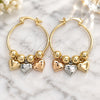 Oro Laminado Medium Hoop, Gold Filled Style Heart Design, Polished, Tricolor, 02.58.0050.30