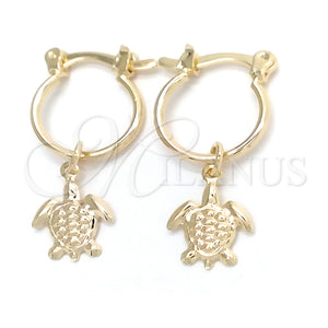 Gold Filled Hoop Earrings — Small Hoop Turtle Design Polished 02.58. — main product view — SKU 148307 | Oro Laminado aretes de aro — Small Hoop Turtle diseño pulido 02.58. — SKU 148307