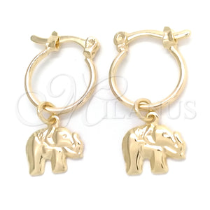 Gold Filled Hoop Earrings — Small Hoop Elephant Design Polished 02.58. — main product view — SKU 148309 | Oro Laminado aretes de aro — Small Hoop Elephant diseño pulido 02.58. — SKU 148309