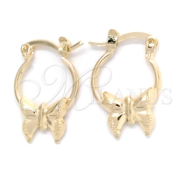 Gold Filled Hoop Earrings — Small Hoop Butterfly Design Polished 02.58. — main product view — SKU 148311 | Oro Laminado aretes de aro — Small Hoop Butterfly diseño pulido 02.58. — SKU 148311