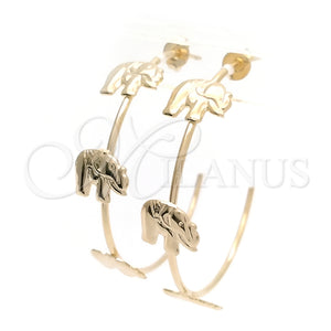Gold Filled Hoop Earrings — Medium Hoop Elephant Design Polished 02.58. — main product view — SKU 148313 | Oro Laminado aretes de aro — Medium Hoop Elephant diseño pulido 02.58. — SKU 148313