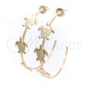 Gold Filled Hoop Earrings — Medium Hoop Turtle Design Polished 02.58. — main product view — SKU 148315 | Oro Laminado aretes de aro — Medium Hoop Turtle diseño pulido 02.58. — SKU 148315