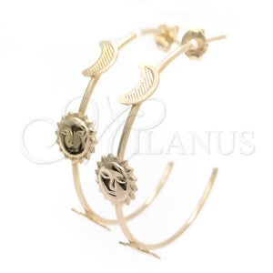 Gold Filled Hoop Earrings — Medium Hoop Sun and Mom Design Polished 02.58. — main product view — SKU 148316 | Oro Laminado aretes de aro — Medium Hoop Sun and Mom diseño pulido 02.58. — SKU 148316