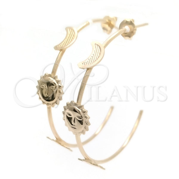 Gold Filled Hoop Earrings — Medium Hoop Sun and Mom Design Polished 02.58. — main product view — SKU 148316 | Oro Laminado aretes de aro — Medium Hoop Sun and Mom diseño pulido 02.58. — SKU 148316