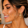 Oro Laminado Medium Hoop, Gold Filled Style Evil Eye Design, Polished, Golden Finish, 02.58.0060.40