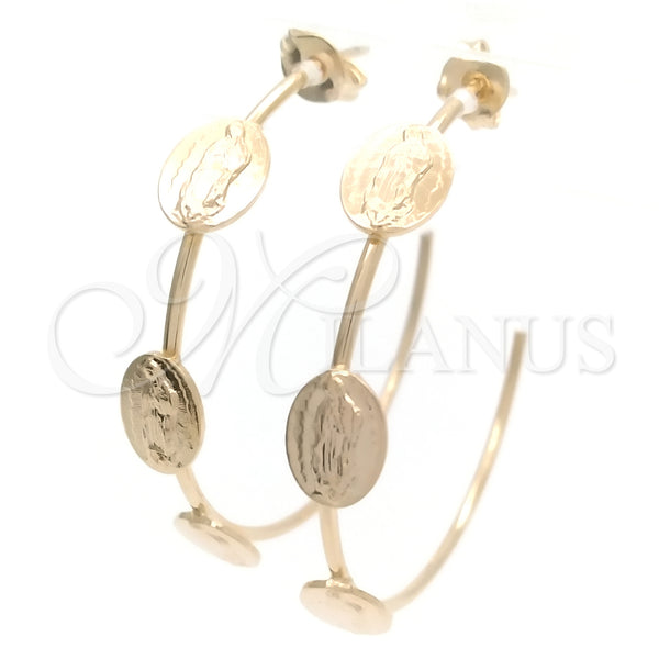 Gold Filled Hoop Earrings — Medium Hoop Guadalupe Design Polished 02.58. — main product view — SKU 148319 | Oro Laminado aretes de aro — Medium Hoop Guadalupe diseño pulido 02.58. — SKU 148319