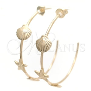 Gold Filled Hoop Earrings — Medium Hoop Star Design Polished 02.58. — main product view — SKU 148321 | Oro Laminado aretes de aro — Medium Hoop estrella diseño pulido 02.58. — SKU 148321
