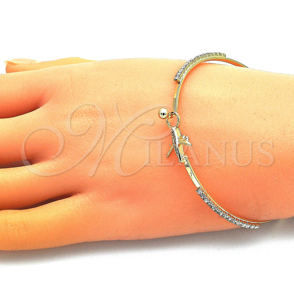 Gold Filled Jewelry — Individual Bangle Airplane Design with White Micro Pave — alternate product view — SKU 148322 | Oro Laminado joyería — Individual Bangle Airplane diseño with blanco Micro Pave — SKU 148322