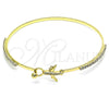 Oro Laminado Individual Bangle, Gold Filled Style Airplane Design, with White Micro Pave and White Crystal, Polished, Golden Finish, 07.193.0043.05 (02 MM Thickness, Size 5 (2.50 Diameter))