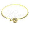 Oro Laminado Individual Bangle, Gold Filled Style with White Micro Pave and White Crystal, Polished, Golden Finish, 07.193.0044.05 (02 MM Thickness, Size 5 (2.50 Diameter))