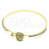 Oro Laminado Individual Bangle, Gold Filled Style with White Micro Pave and White Crystal, Polished, Golden Finish, 07.193.0044.05 (02 MM Thickness, Size 5 (2.50 Diameter))